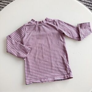 PUMPKIN Pink and Gray Stripes Mock Neck Shirt 24m
